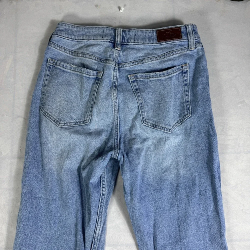 Vintage Hollister Womens Mom Jeans Blue Stretch Denim Raw Hem Ultra High-Rise 7L